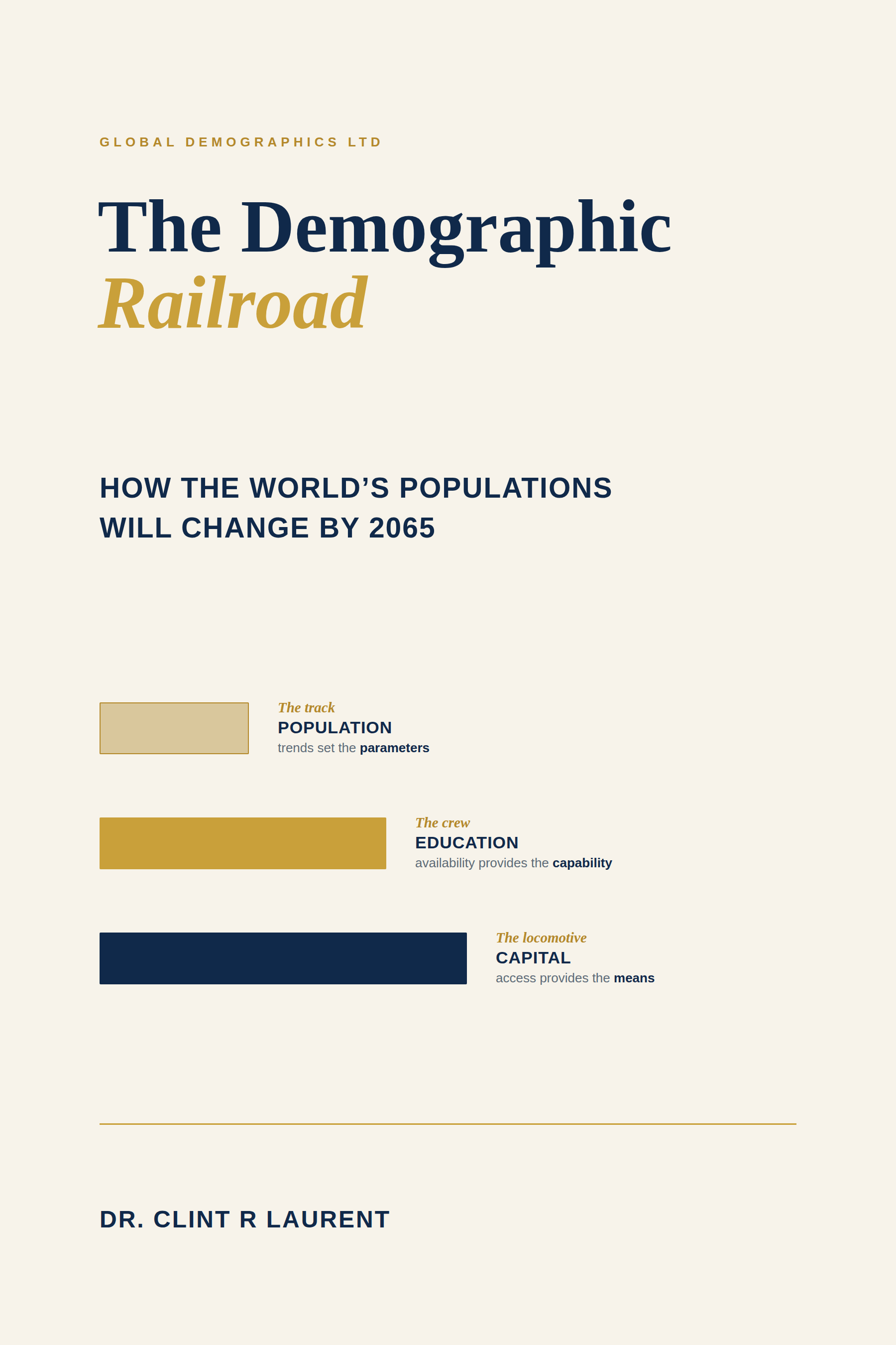Cover of The Demographic Railroad by Dr Clint R Laurent — How the world's populations will change by 2065