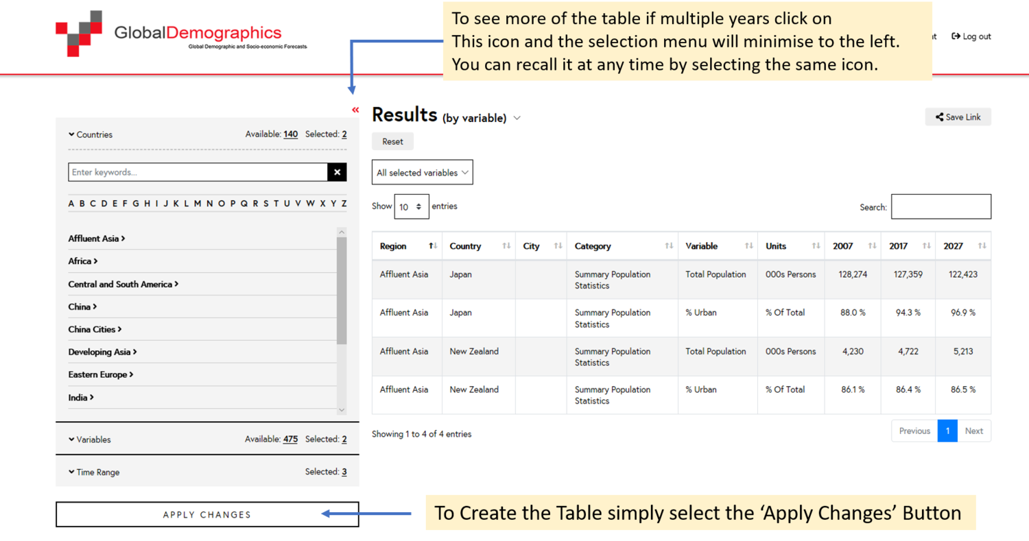The Create Table button